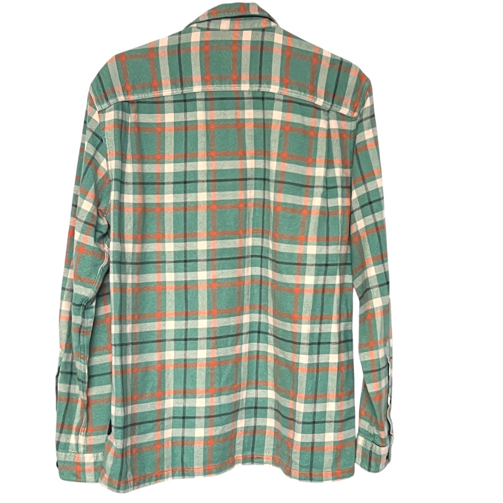 Patagonia Shirt Button Down Green Orange Large Check Size M 100% Organic Cotton - Picture 3 of 7